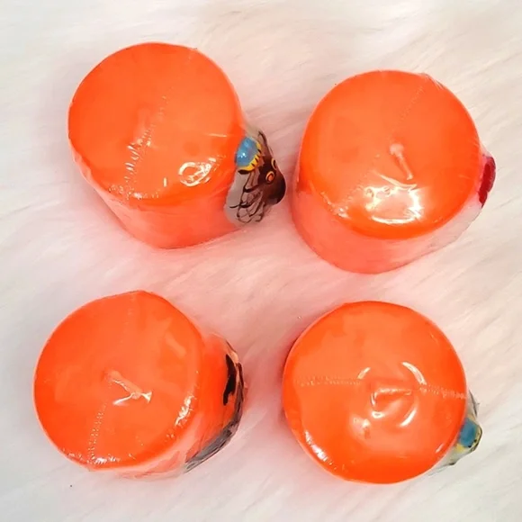 🆕️Vintage 90s 3D Textured Character Orange Halloween Wax Candles Set of Four 2" - Picture 11 of 14